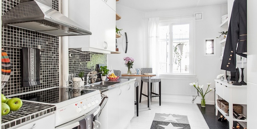 Jak urządzić bardzo mała kuchnię łącznie z przedpokojem w stylu skandynawskim ?