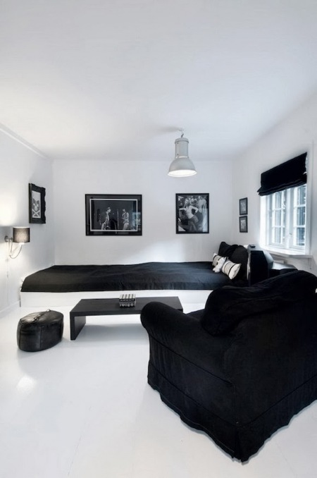 Biało-czarna sypialnia w stylu  glamour