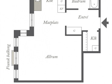 Plan małego mieszkania o powierzchni 40 m2 (22637)