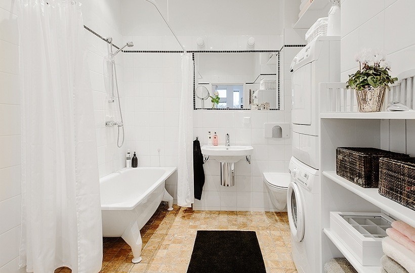 Pomysl na dobrze urzadzoną białą łazienkę