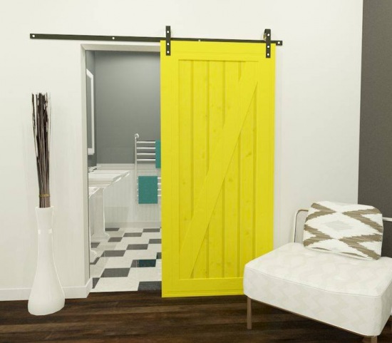 Żółte wrota -drzwi przesuwne do łazienki