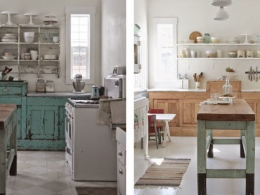 Kuchnia before & after bazuje na tym samym stylu shabby chic, ale różni się wykończeniem. We wnętrzu po remoncie przemieniono kolorowe podniszczone meble na drewniane w jednolitym...