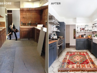 Aranżacja kuchni before & after, czyli wzory na ścianie i na dywanie - na pierwszym planie ;)