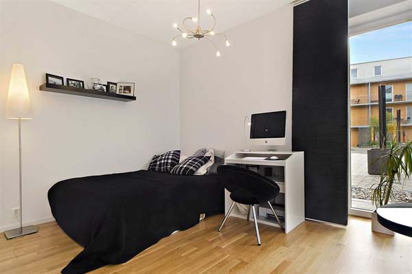 Biało-czarna sypialnia w nowoczesnym stylu