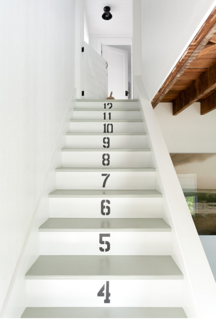 Oryginalne schody z numerami porządkowymi