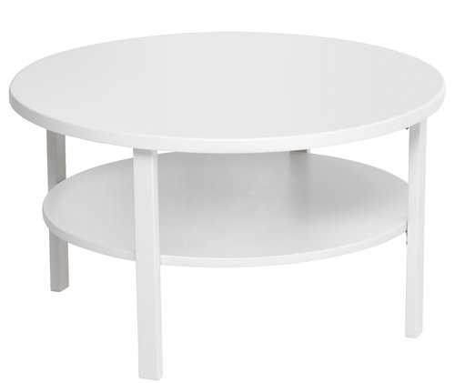 Biały okrągły stolik kawowy z dwoma blatami