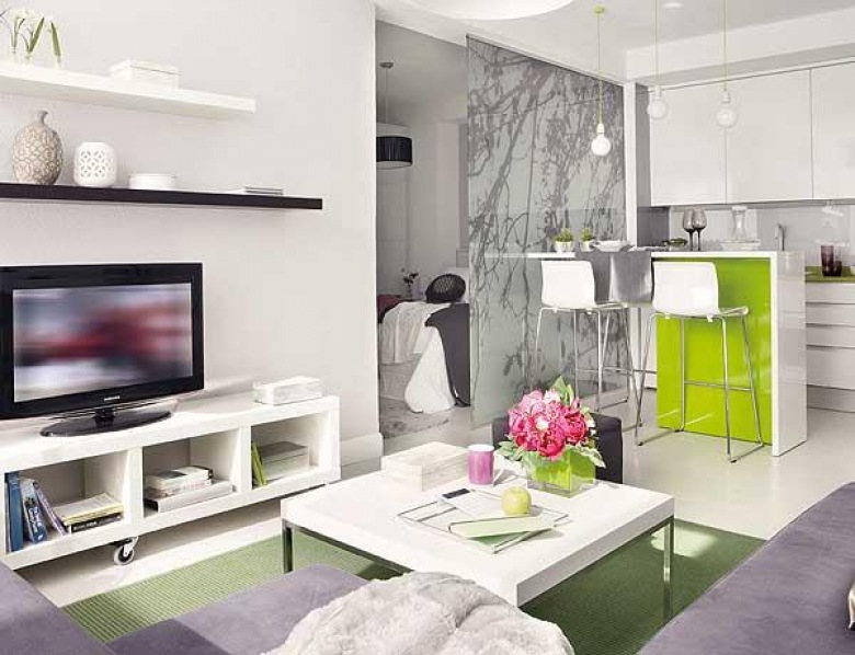Jak pomysłowo i tanio urządzić małe mieszkanie w limonkowym i szarym kolorze - zakupy online ()