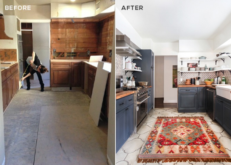 Aranżacja kuchni before & after, czyli wzory na ścianie i na dywanie - na pierwszym planie ;) ()