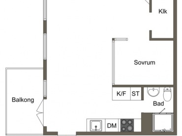 Otwarty  plan mieszkania o powierzchni 34 m2 (22455)