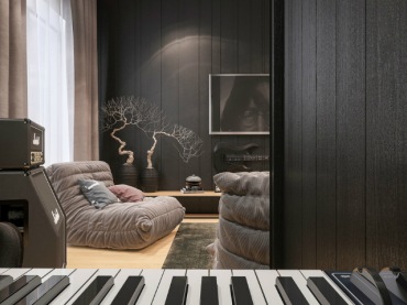 Melomani pokochają tę konfigurację salonu wykonaną przez Vynarchyk Oleh, w parze z atmosferą prostych melodii z...