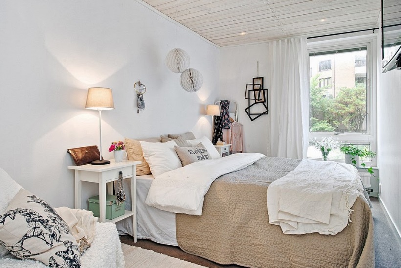 Pastelowa sypialnia w skandynawskiej aranżacji