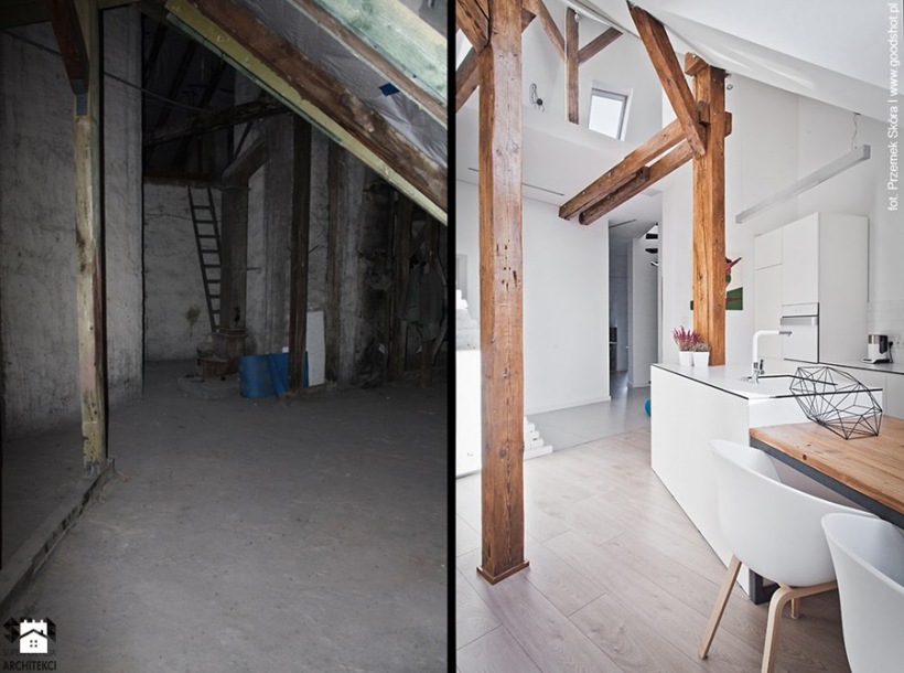 Mieszkanie pod skosami before & after