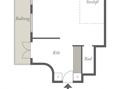 Plan mieszkania 34 m2 z balkonem (26098)