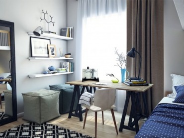 kolejny przykład doskonałego rozwiązania dla sypialni połączonej razem z domowym prywatnym biurem - czyli biurko w...
