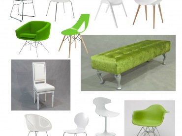 Biale krzesła, zielone krzesła,zielona ławka,zielony fotel,druciane krzesła (33140)