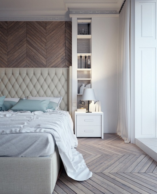 Sypialnia w neutralnych kolorach i z drewnem