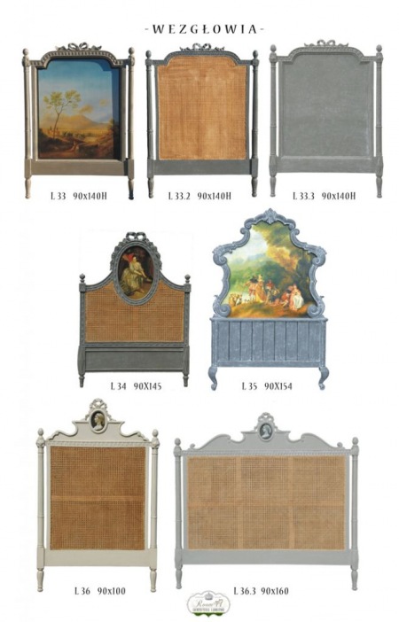 Francuskie stylowe łóżka,stylowe wezgłowia w klasycznym francuskim stylu,klasyczne dekoracyjne wezgłowia we francuskim stylu