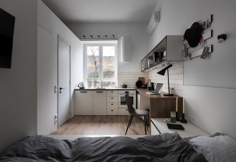 Jak urządzić bardzo małe mieszkanie, czyli pomysł na aranżację kawalerki o pow... 18 m2! (55166)