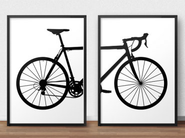 Zestaw dwóch plakatów z rowerem szosowym