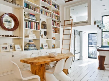 Wiejski stół,nowoczesne białe krzesła,drewniany duży stół (33129)