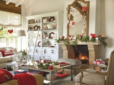Prowansalski salon w świątecznej dekoracji (20245)