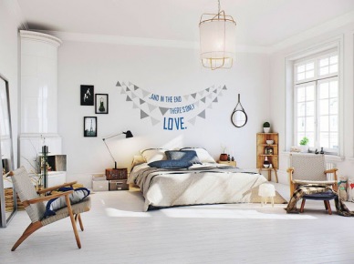 Jak urządzić dużą sypialnię w stylu skandynawskim ? (48109)