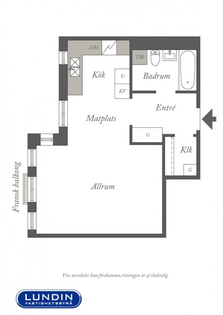 Plan małego mieszkania o powierzchni 40 m2