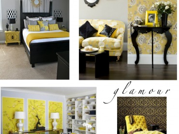 Styl glamour,żółty kolor we wnętrzach,żółty kolor na scianie,żółte akcenty w mieszkaniu,jak dekorować dom w żółtym kolorze,jak używać żółtego koloru,żółte dekoracje i dodatki do wnętrz,co pasuje do żółtego koloru,żółte me (34064)