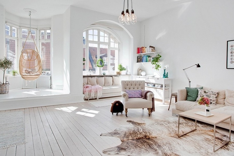 Przestronny i jasny apartament w skandynawskim stylu