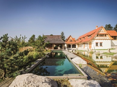 tradycyjny dom z naturalnym basenem - rezydencja duża i stworzona zgodnie z...