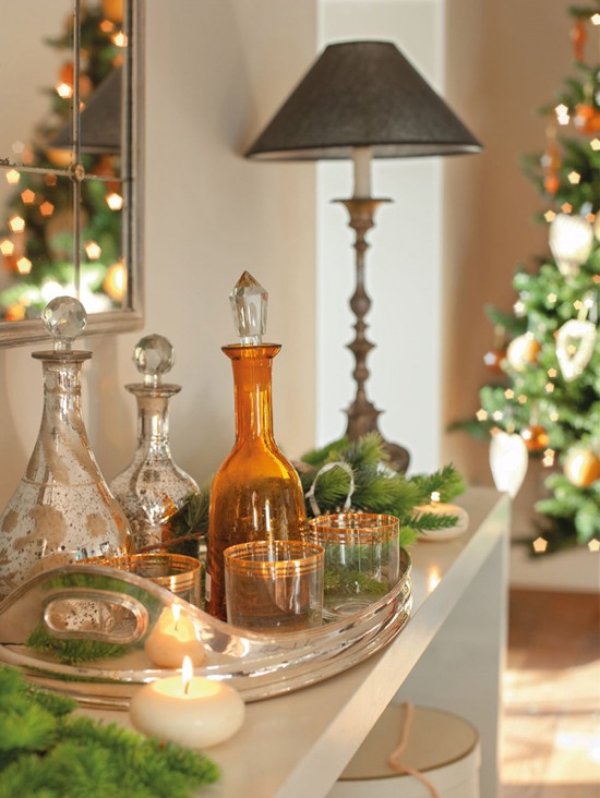 Miodowe i zielone detale w świątecznych dekoracjach