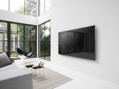 Minimalistyczny salon z dużym telewizorem (51297)