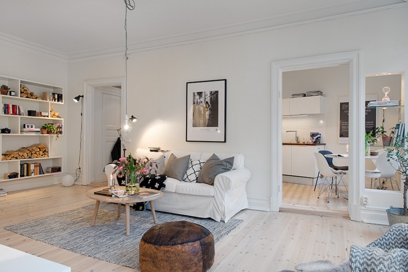 Meble w minimalistycznym stylu w skandynawskim salonie