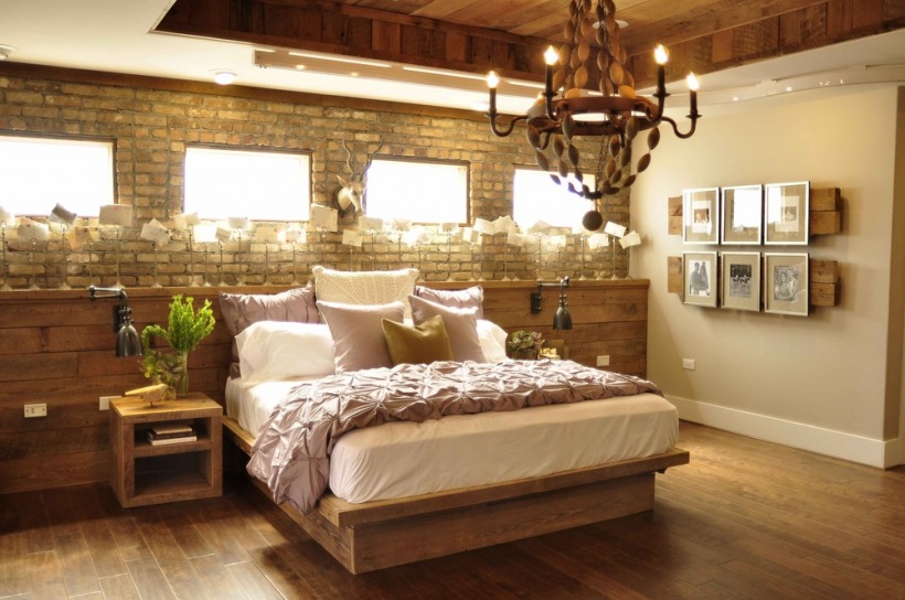 Drewniany sufit w sypialni