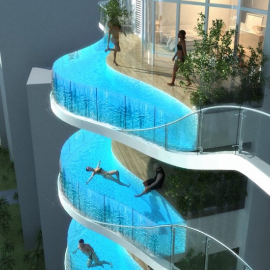 Glass-Balcony-Pools-at-Aquaria-Grande-Residential-wiszące baseny,balkonowe baseny,INDIE,Bombaj,najpiękniejsze baseny świata