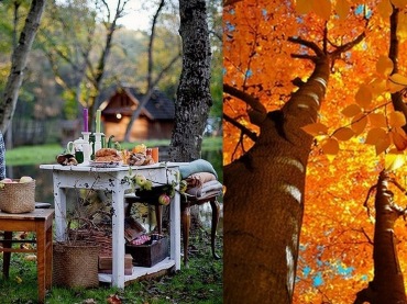 Aranżacja jesiennego stołu,drewniane skrzynki na taras,ocynkowane dekoracje na balkon,detale w szartym kolorze,pleciony kosz na balkonie,jesienne wianki,rude kolory na tarasie,jesienny wystrój balkonu,pomysł na jesienną aranżację na tarasie,ar (35362)