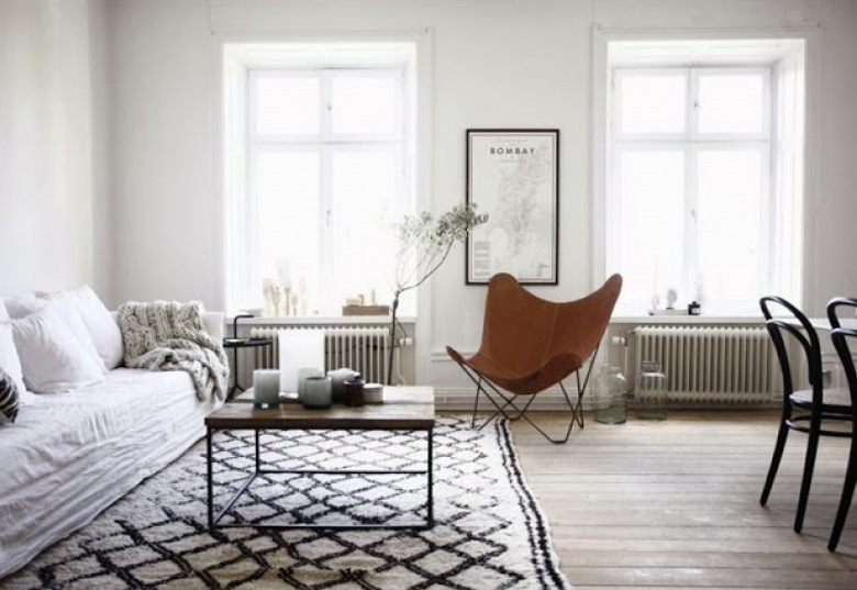 Ciekawy mix w prostej i przestronnej aranżacji otwartego mieszkania w stylu skandynawskim w poniedziałkowych zakupach  on-line (36176)