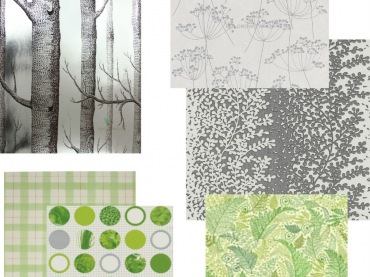 Tapety i fototapety z wzorami botanicznymi,biało-zielone tapety z motywem drzew i roślin,roślinne i kwiatowe wzory na tapetach ściennych,wiosenne wzory tapet (39218)