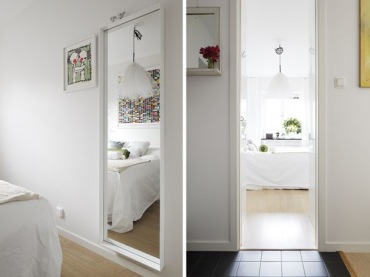 Biała sypialnia,małe mieszkanie,47m w stylu skandynawskim,jak urządzic małe mieszkanie (33776)
