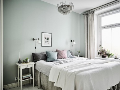 Aranżacja pastelowej sypialni w stylu skandynawskim (50577)