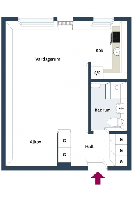 Plan małego mieszkania o powierzchni 31 m2