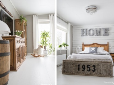 Drewniane meble w swoim naturalnym odcieniu urozmaicają totalnie białą przestrzeń. Salon czy sypialnia wiele zyskują...