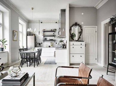 Ciekawa inspiracja skandynawskim stylem, czyli niezwykle elegancka aranżacja mieszkania w całości w bieli