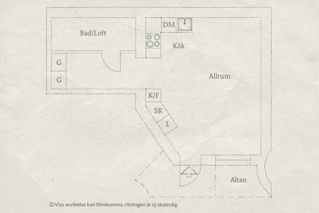 Plan małego mieszkania o powierzchni 32 m2