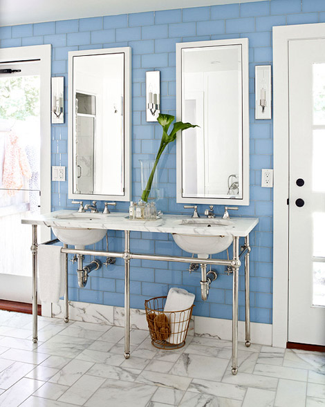 Łazienki w stylu śródziemnomorskim - niebieskie łazienki zdjęcia i inspiracje | Lovingit