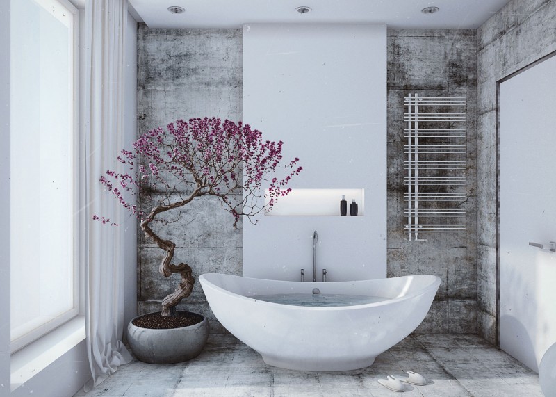 Oryginalna łazienka z bonsai