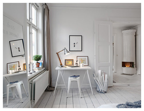 Jak urządzić miejsce do pracy w białym kolorze w stylu skandynawskim ?