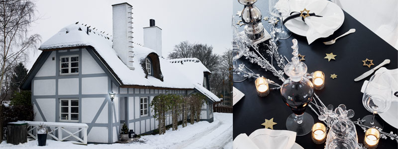 Skandynawski domek w świątecznej oprawie