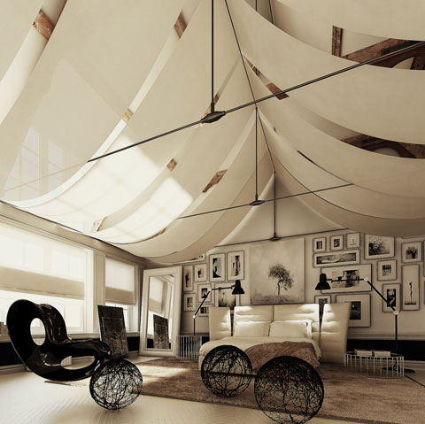 Piękny  i luksusowy loft - projekt 3D.